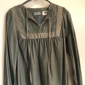DA NANG New Silk/Cotton Sage Empire Tunic Top XS